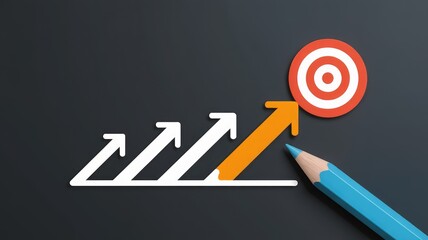Business growth strategy with target goal and increasing graph