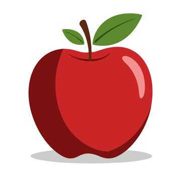 Red Apple Flat Vector Illustration in Clean Illustrator Style