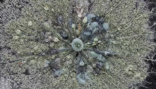 Time Lapse of the spreading of mold on black background. 
