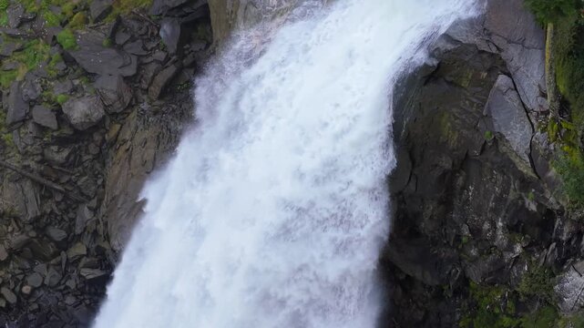 Aerial footage of the Krimml Waterfalls in Austria. Water, the source of life, which flows from the mountain. Video on the power and beauty of Alpine nature