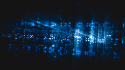 Futuristic screen display matrix, hi-tech digital data telemetry with encrypted numbers, display dynamic background for computer desktop screen display format