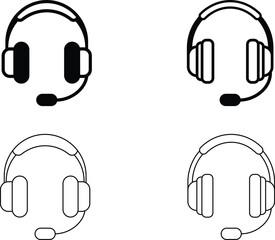Headset Icons Collection for Communication and Support