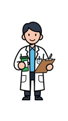 Fototapeta premium Cartoon Doctor Holding Clipboard and Files.