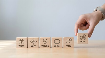 Business strategy concept with wooden blocks