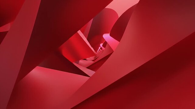Abstract Red Geometric Shapes Flowing Motion Background.