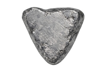Heart-shaped meteorite with Widmanstatten patterns, a symbol of cosmic love and unique natural beauty