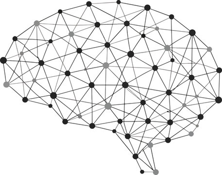 Abstract digital human brain network connection vector illustration, artificial intelligence and machine learning concept