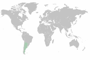 Fototapeta premium Full 2D World Map Vector with Argentina Highlighted in Light Blue - Professional South America Geography