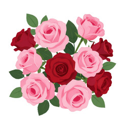 Fototapeta premium Heart Shaped Arrangement of Pink and Red Roses