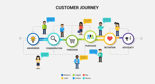 Customer Journey Map Infographic with Stages and Icons
