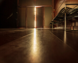 Sunlight Streaming Through Open Door in Modern Interior