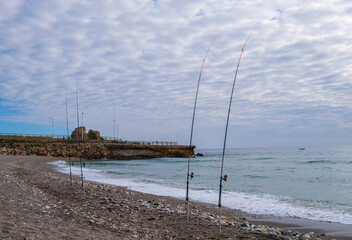 Nerja Beach Fishing Rods Panorama