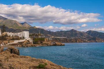 Nerja White Village Cliffside Seascape