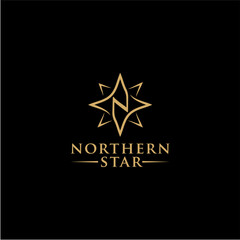 Obraz premium Northern Star Logo Design – Elegant Compass and Navigation Symbol
