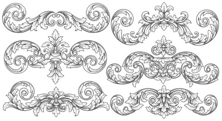 Fototapeta premium Vintage Flourish Ornaments - Ornate Scrollwork Decorative Elements