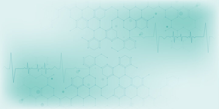 Abstract white and grey hexagonal pattern background design. Modern simple overlapping hexagon geometric element with molecular structures. Medical science technology concept