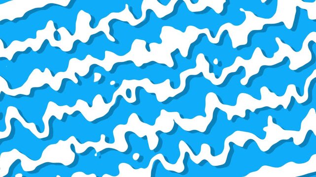 Seamless Loop of Abstract Blue and White Wavy Shapes