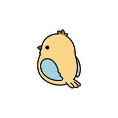 Fototapeta premium Cute Cartoon Yellow Bird Doodle Vector Illustration