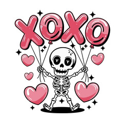 XOXO skull heart love in valentine