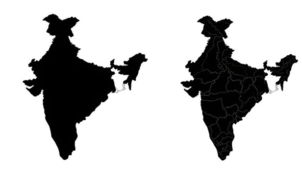 India administrative map showing state borders and regional divisions on transparent background for political geography studies and educational projects with clear state line demarcations today