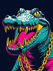 crocodile in the water backround card 