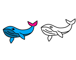 Obraz premium W for whale coloring page for kids.education preschool kids.whale vector doodle ..eps