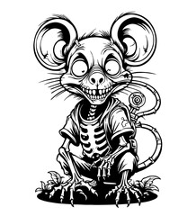 mouse character  smile black white