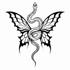 vector illustration of a snake butterfly