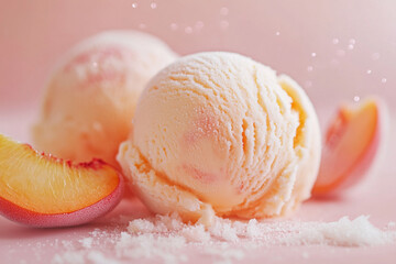 新鮮なピーチのアイスクリーム