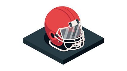 Fototapeta premium Isometric red american football helmet on display stand