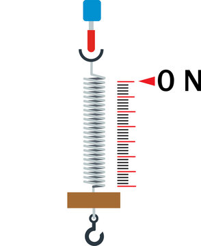 Vector Illustration of a Spring Balance Measuring Force in Newtons for Physics Education