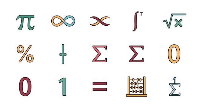 Mathematical Symbols and Equations Elements Collection.