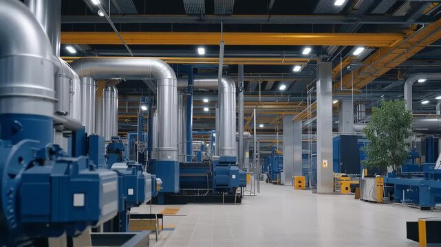 Municipal energy networks manage large scale heating city operations through district heating plants, insulated pipelines, and smart control systems to optimize efficiency. cinematic color