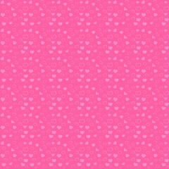 Vibrant pink seamless pattern with various heart shapes. A cute tileable background perfect for Valentine's Day cards, romantic gift wrap, and feminine branding