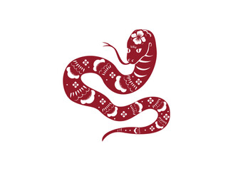 Obraz premium Red snake vector illustration cartoon animal reptile serpent tattoo design drawing symbol fun nature zodiac sign