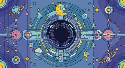 Obraz premium Stylized Solar System Illustration with Planets.