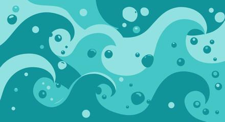 Blue Waves with Bubbles and Swirls.