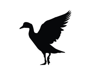 Obraz premium Black silhouette of a duck and bird vector illustration