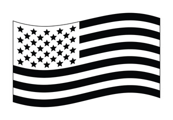 Fototapeta premium Vector illustration Black and White of a Waving American Flag with Stars and Stripes
