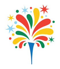 Obraz premium Colorful Fireworks Exploding on White Background