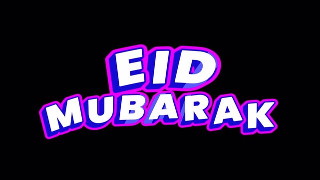Eid Mubarak Promotional Cartoon Text Animation Transparent