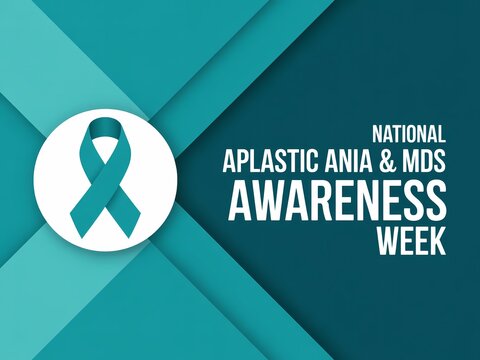 Aplastic anemia and mds awareness week poster with teal ribbon icon