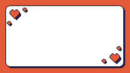 ドット絵　鮮やかでかわいい背景装飾　ハートのあしらい　フレーム　ピクセル