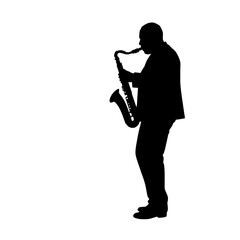 Naklejka premium Saxophone Player Silhouette - Jazz Improvisation
