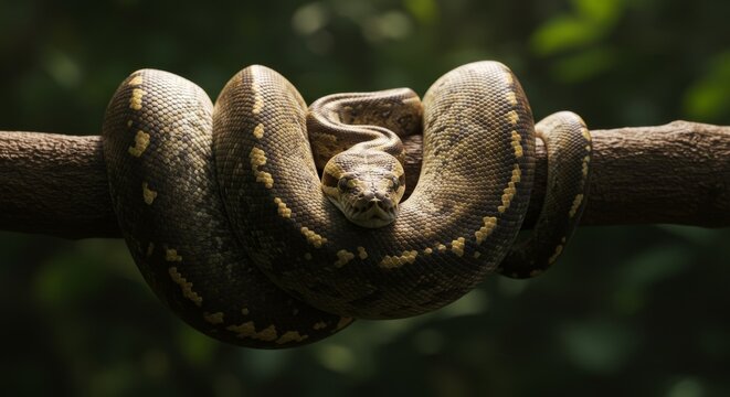 snake on the tree trunk