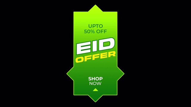 Modern Neon Green Eid Offer Vertical Banner Animation on Transparent