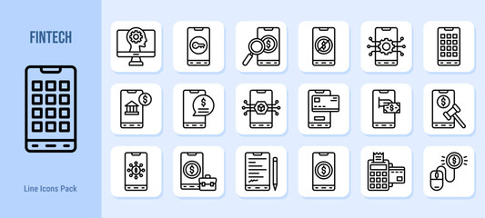 Fintech icons set