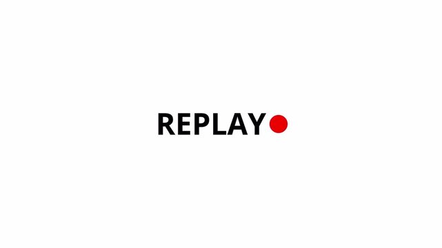 Replay text button animation for video camera and camcorder recordings ,Vertical VHS Replay Overlay with Alpha channel for video editing, cinematic overlays. replay icon motion graphic animation.