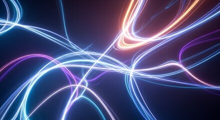 Colorful Light Trails on Black Background