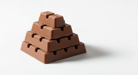 Stacked Milk Chocolate Bars on White Background